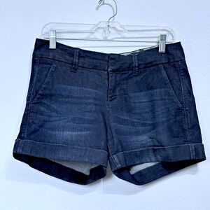 Dear John Holly Cuffed Denim Shorts Dark Wash Cuffed Mid Rise Blue Women 28